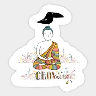Buddha and Crow Sticker